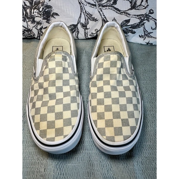 Vans Other - Vans Slip-On Checkerboard Skate Shoe Gray White Women's 9 Men 7.5